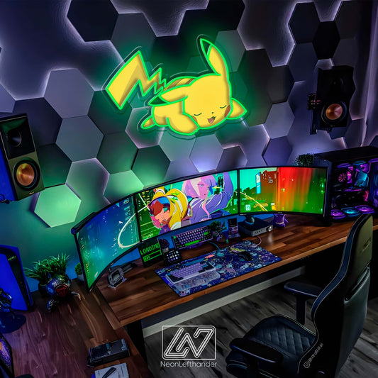 Pikachu neon sign perfect for gaming rooms and as a gift for anime fans.