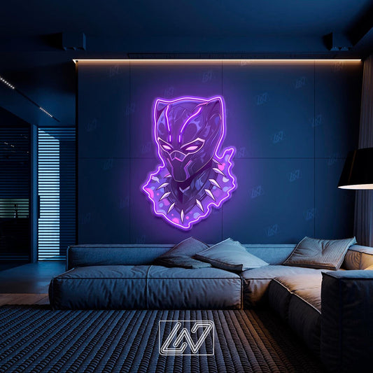 Black Panther neon sign ideal for fans and stylish decor in any room.