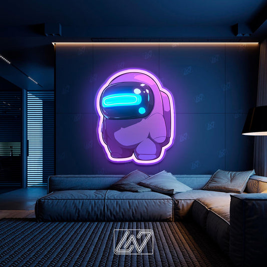 Among Us neon sign perfect for gamers, ideal for bedrooms or game rooms.