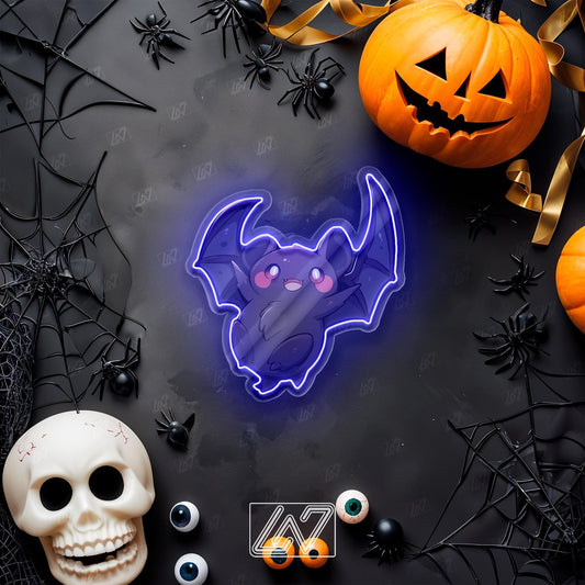 Cute bat neon sign perfect for Halloween decor and playful gifts.