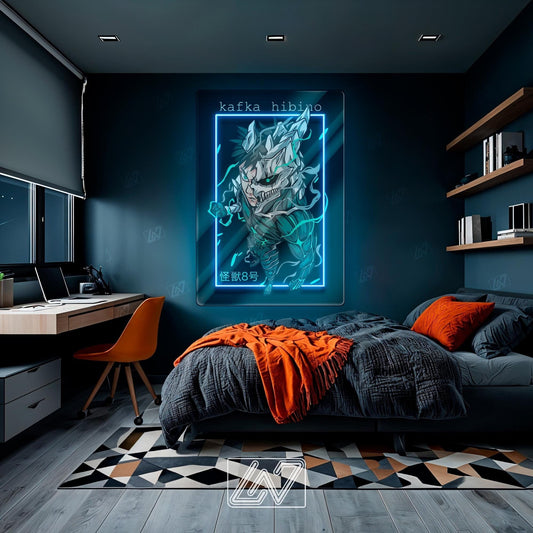 Kafka Hibino Kaijuu 8 neon sign for modern decor and anime lovers.