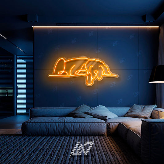 Golden Retriever neon sign perfect for dog lovers and unique home decor.