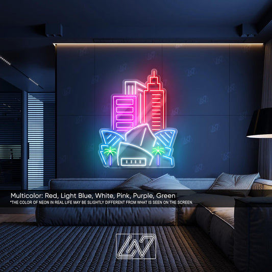 Skyscrapers of the City Neon Sign, Urban Skyline LED Wall Art, Modern Cityscape Light, Futuristic Downtown Decor, Aesthetic Night City Neon