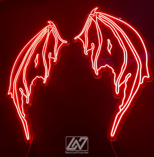 Devil Wings - LED Neon Sign, Event Decor, Neon Wings, Lucifer Neon Sign, Neon Lights ,Wedding Decor, Photo Zone, Party Decor, Neon Sign Art