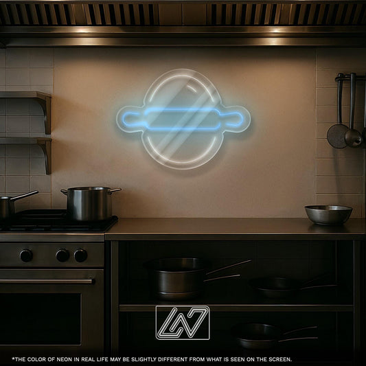 Rolling Pin Neon Sign – LED Wall Light for Bakeries, Home Kitchens, and Pastry Shops – Gift Idea for Bakers and Cooking Lovers