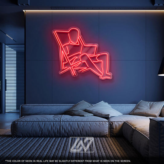 LED Neon Sign Man on Chair with Laptop – Unique Wall Light for Workspace, Studio, Gamer Room or Home Office, Gift for Remote Workers
