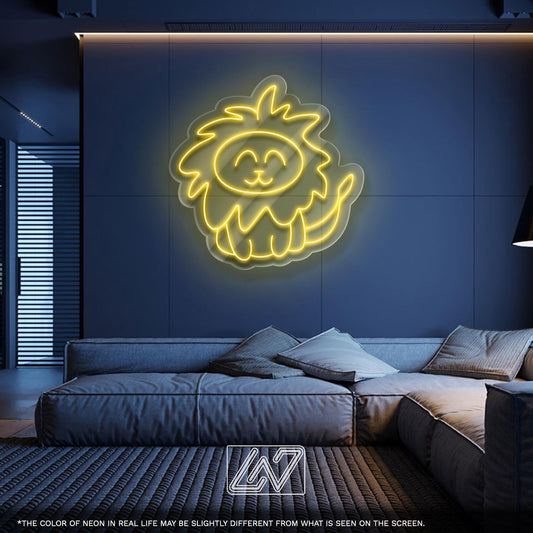 Cute Lion neon sign perfect for children's rooms and playful decor.