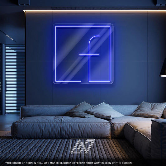 Facebook Logo neon sign for modern decor in living rooms or offices. Perfect gift for social media fans.