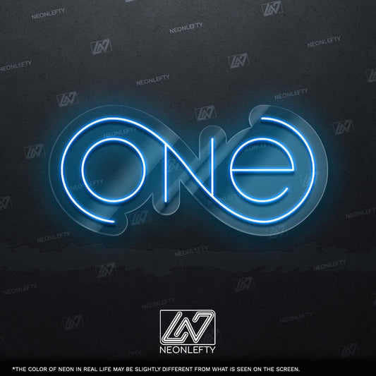 One Neon Sign - Elegant LED wall art with continuous loop design, perfect for bedrooms, offices, meditation rooms,symbolic interior accents.