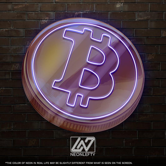 Bitcoin - LED Neon Sign with UV Print, Bedroom neon sign, Crypto neon sign, Neon Lights, Crypto