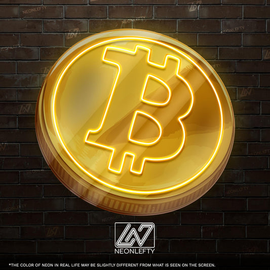 Bitcoin - LED Neon Sign with UV Print, Bedroom neon sign, Crypto neon sign, Neon Lights, Crypto