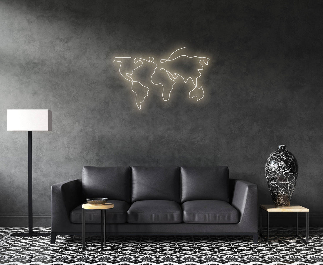 World Map Neon Sign, The World Sign Neon Light, Led Neon Sign Light, College/University Neon Light, Office Home Wall Neon Decor