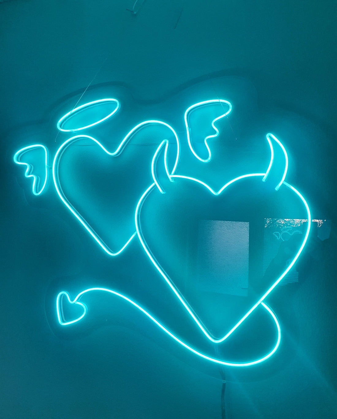 Angel and Devil Neon Sign - Custom Neon Sign, Angel and Demon, Led Neon Light, Heart Neon Sign, Wall Decor, Valentine's Day Gift