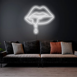 Dripping Lips - LED Neon Sign , Custom Neon Sign, Custom Neon Light, Neon Bedroom Sign, Led Neon Wall Decor, Wall Art