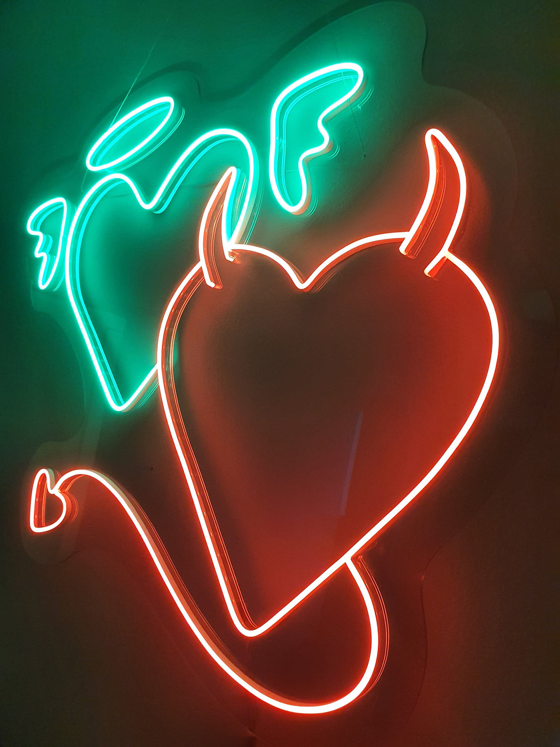 Angel and Devil Neon Sign - Custom Neon Sign, Angel and Demon, Led Neon Light, Heart Neon Sign, Wall Decor, Valentine's Day Gift