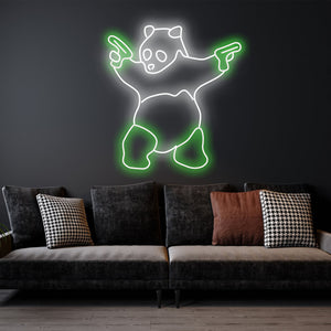 Panda - LED Neon Sign ,Animal sign, Panda light, Gangsta Panda with Guns, Home Decor Wall Decore, neon light , Birthday gift