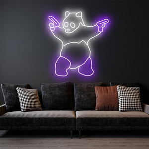 Panda - LED Neon Sign ,Animal sign, Panda light, Gangsta Panda with Guns, Home Decor Wall Decore, neon light , Birthday gift