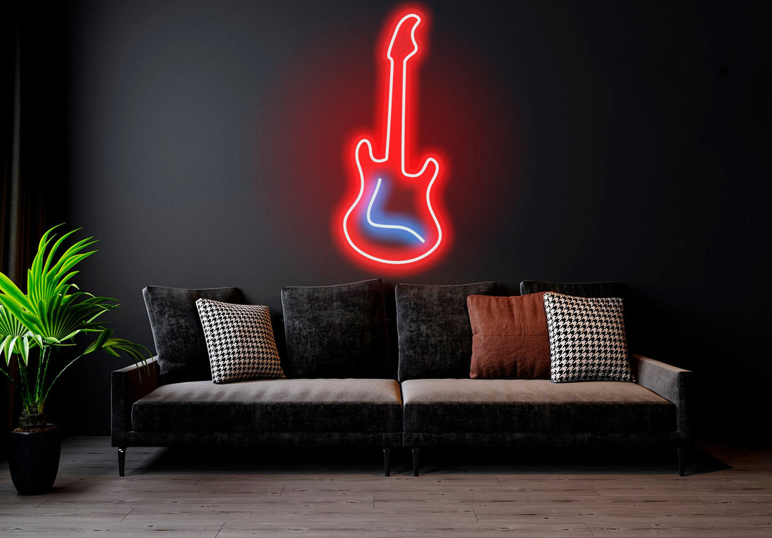 Guitar - LED Neon Sign , Home Interior Decor, Neon Lights, Bedroom neon sign, Neon sign wall decor