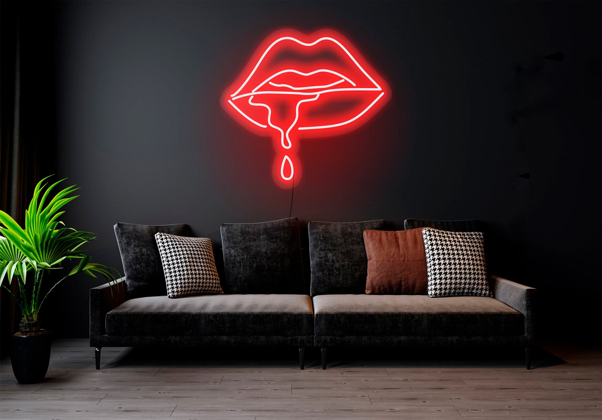 Dripping Lips - LED Neon Sign , Custom Neon Sign, Custom Neon Light, Neon Bedroom Sign, Led Neon Wall Decor, Wall Art