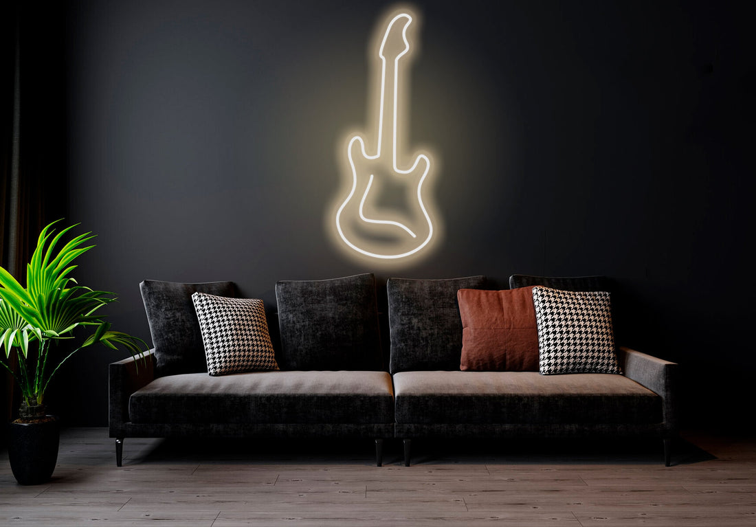 Guitar - LED Neon Sign , Home Interior Decor, Neon Lights, Bedroom neon sign, Neon sign wall decor