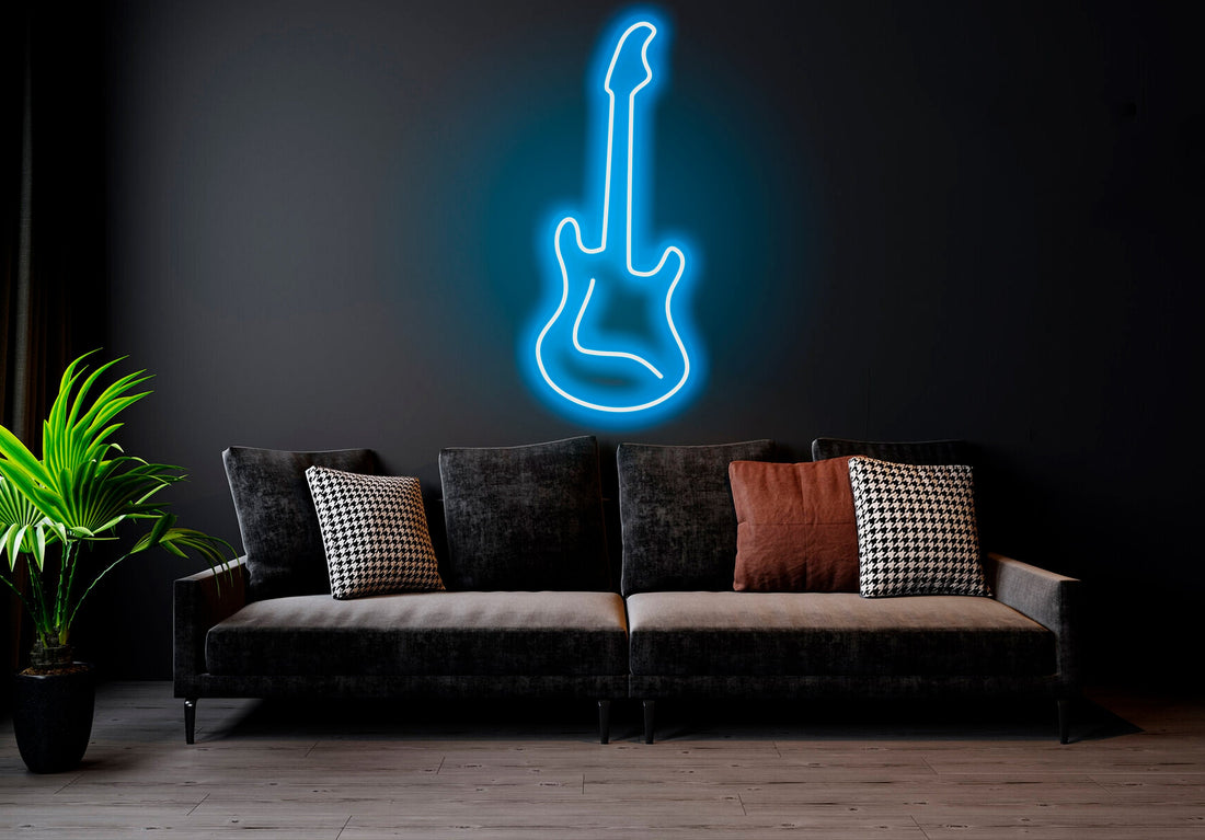 Guitar - LED Neon Sign , Home Interior Decor, Neon Lights, Bedroom neon sign, Neon sign wall decor