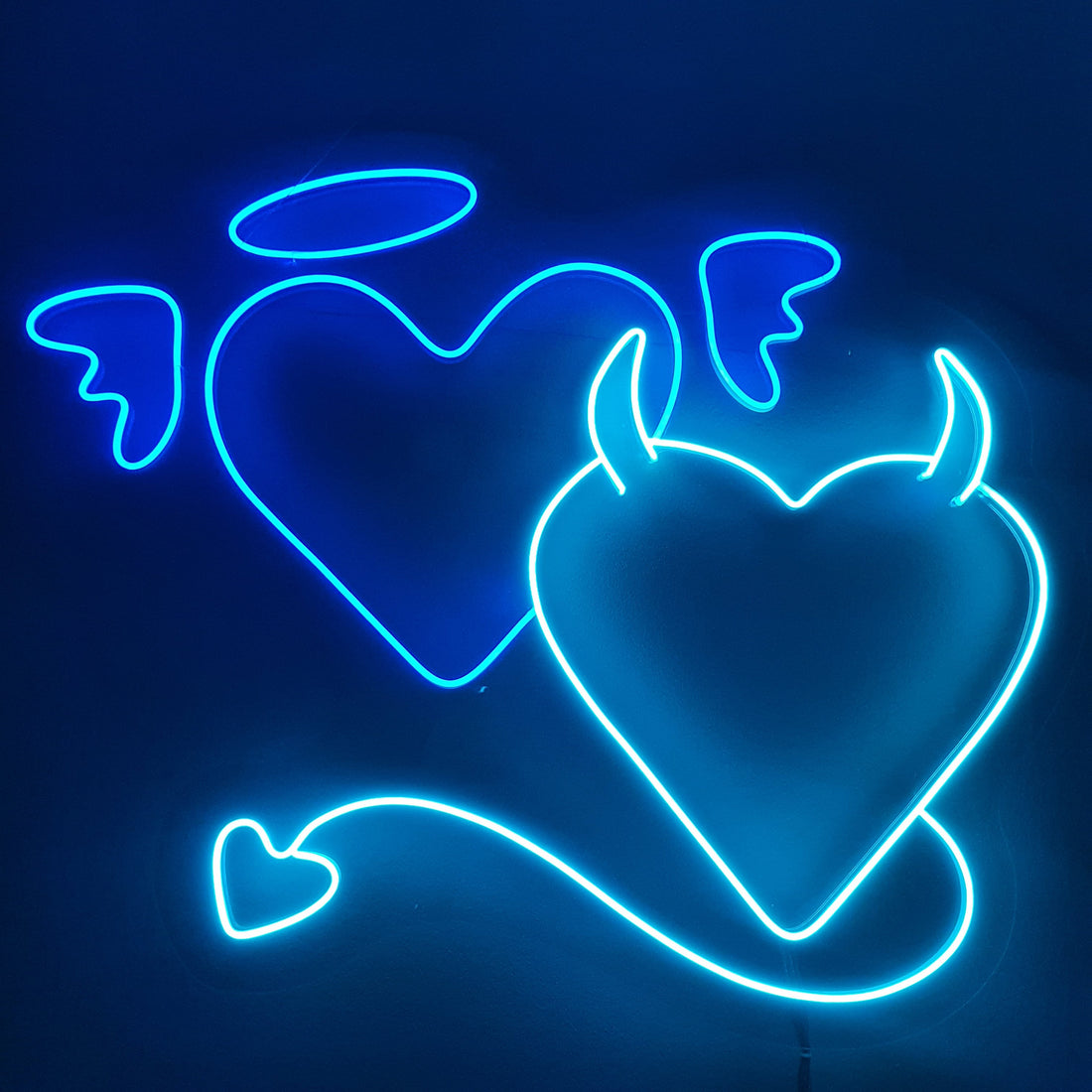 Angel and Devil Neon Sign - Custom Neon Sign, Angel and Demon, Led Neon Light, Heart Neon Sign, Wall Decor, Valentine's Day Gift