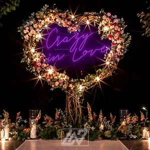 Crazy in Love - LED Neon Sign, Wedding Bride Party Decoration Event Neon Sign Lighting Wall Hanging