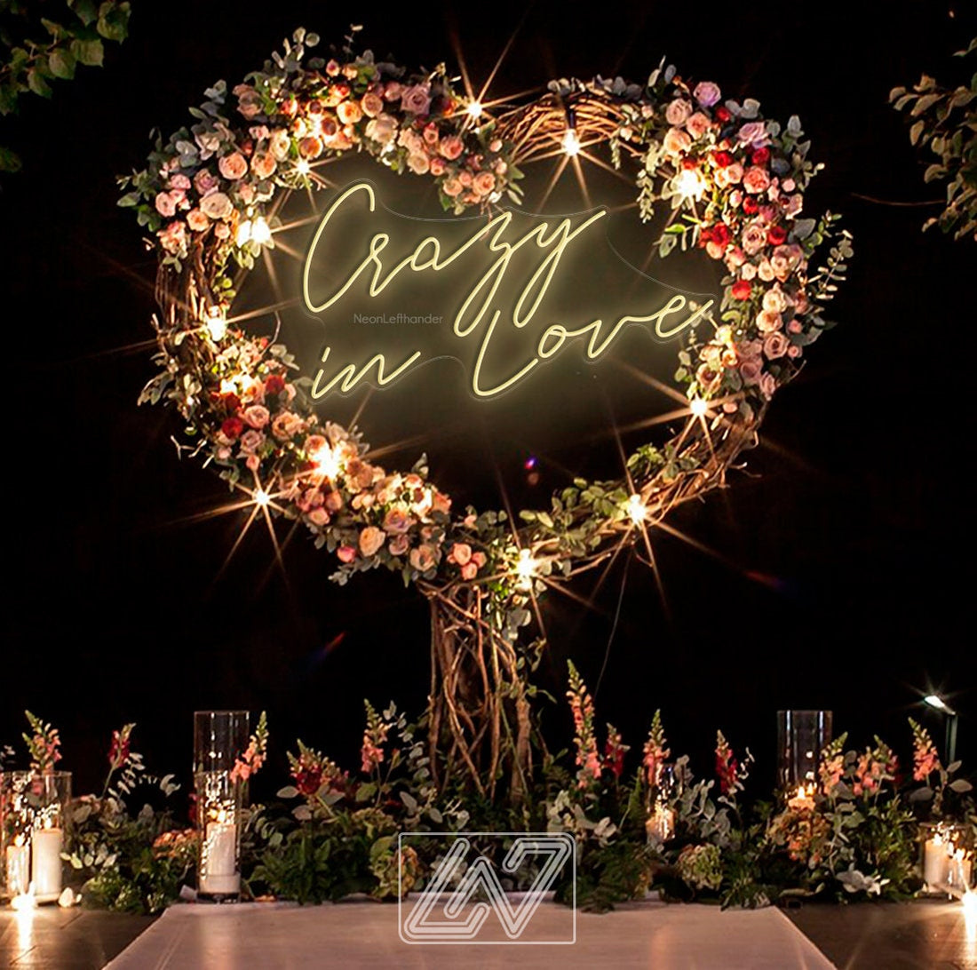 Crazy in Love - LED Neon Sign, Wedding Bride Party Decoration Event Neon Sign Lighting Wall Hanging