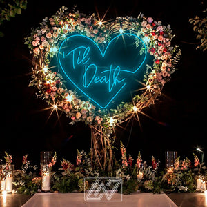 Til Death in Heart - LED Neon Sign, Wedding Neon Sign, Neon Sign for Wedding, Wedding Ceremony, Neon sign wall decor