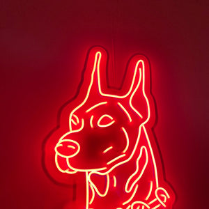 Doberman - LED Neon Sign, Dog Neon Sign, Custom Neon Sign, Pet Neon light, Dog Home Decor, Dog Gift, Neon Sign for Bedroom