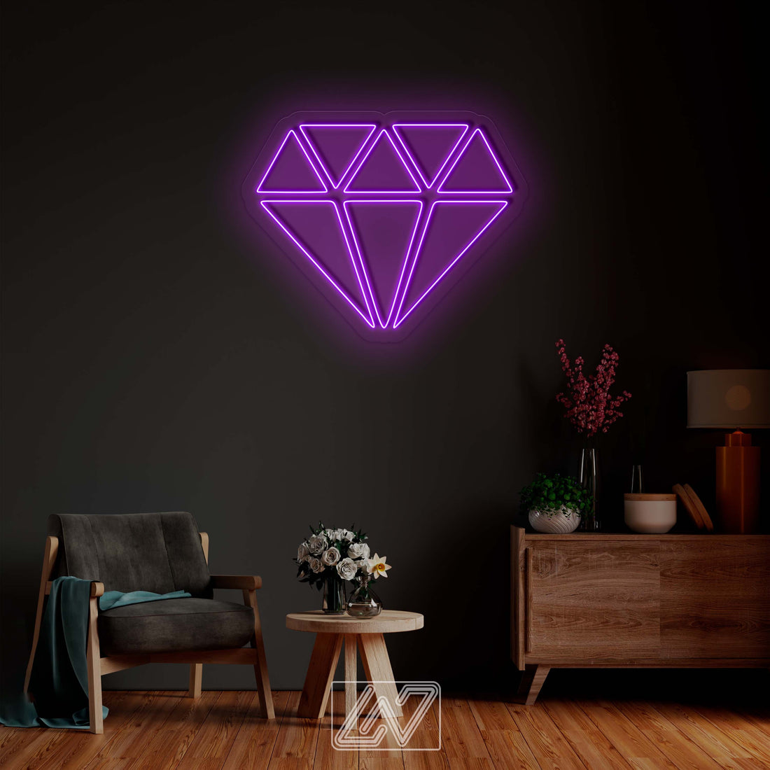 Diamond - LED Neon Sign, Neon Lighting for Best friend gifts, Neon light Wedding Personalized romance, Geometric wall art