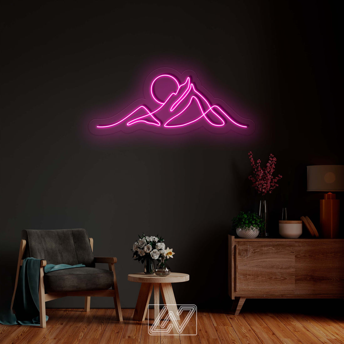 Mountains- LED Neon Sign, Sunrise Neon Signs, Custom LED Neon Light,Mountain Tops Sunset Wall Decoration,Sunrise Home Decor, Sunset Wall Art