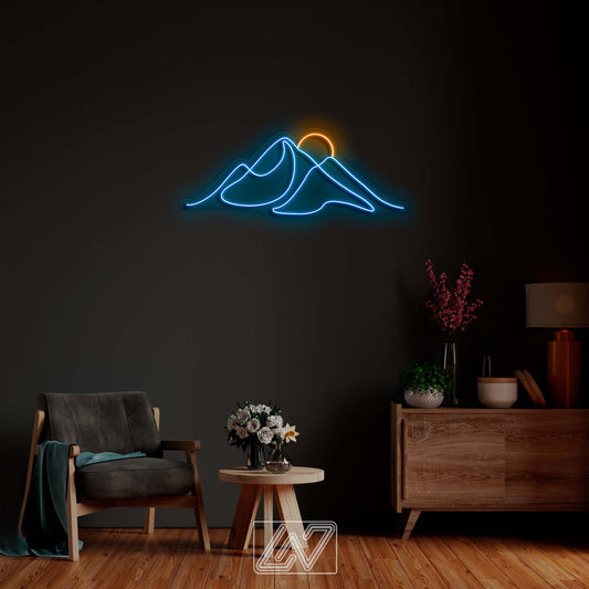 Mountains- LED Neon Sign,Mountain led sign,Mountain led light,Mountain wall decor,Neon sign mountain,Sunrise Neon Sign, Sunset Neon Sign