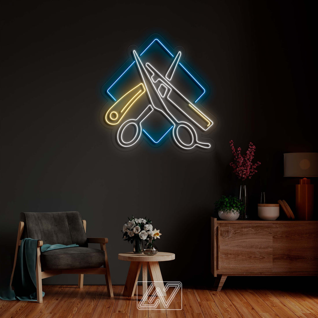 Barber Shop - Scissors neon light, Scissors neon sign, Scissors led sign custom, Barber Shop Scissors neon sign, Hair beauty salon