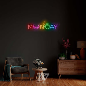 Monday - LED Neon Sign, Vibe Neon Sign, Less Monday More Coffee, Neon Sign Bedroom, Funny Neon Sign, Positive Neon Sign