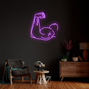 Muscle - LED Neon Sign, Vibe Neon Sign, No Pain No Gain Sign, Neon Sign for Gym, Motivation Neon Sign, Inspiration Quote Led Sign