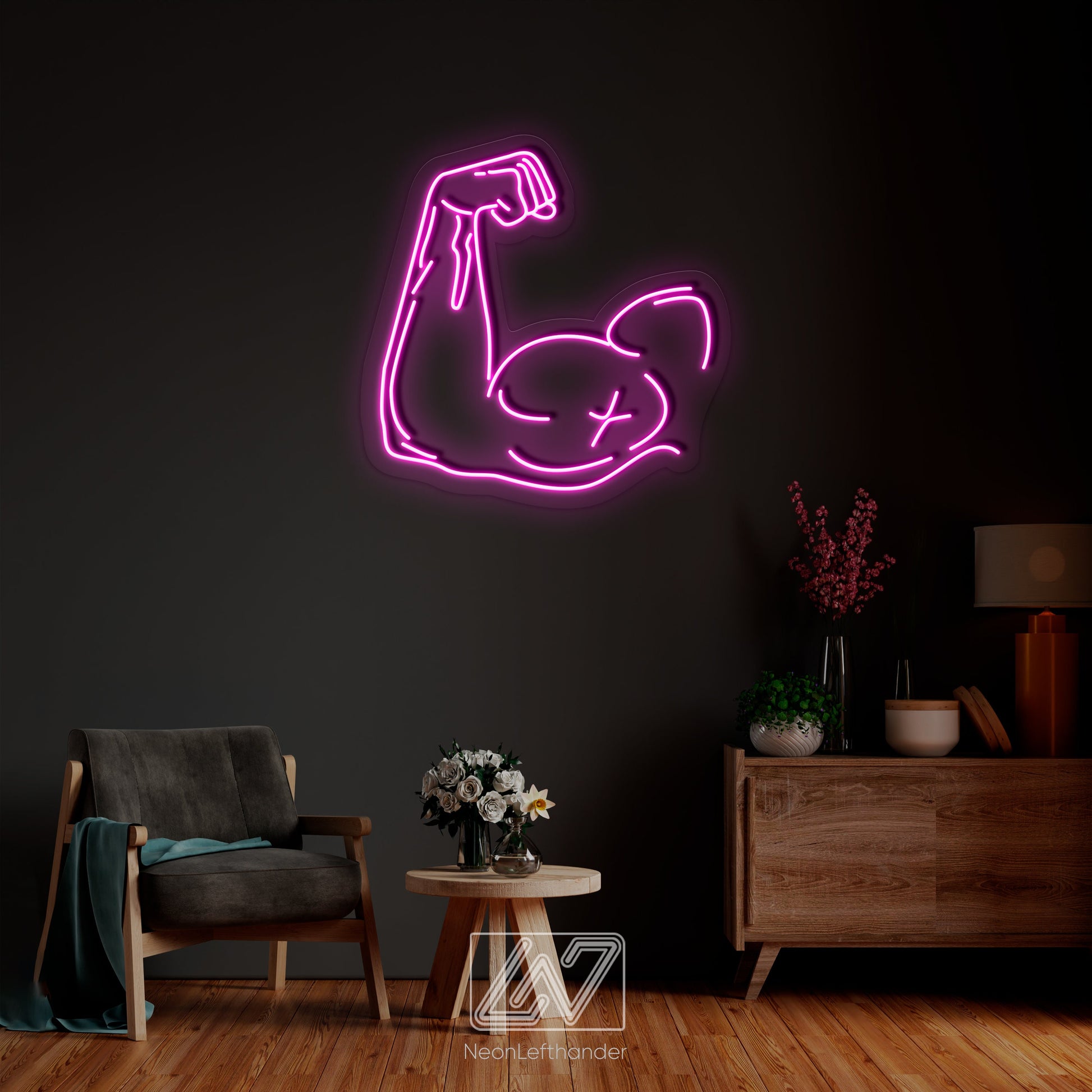 Muscle - LED Neon Sign, Vibe Neon Sign, No Pain No Gain Sign, Neon Sign for Gym, Motivation Neon Sign, Inspiration Quote Led Sign