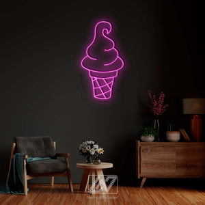 Ice Cream - LED Neon Sign, Animated Neon Sign, Ice Cream Neon Sign, Ice Cream Cone Neon Sign, Neon Sign for Ice Cream Shop