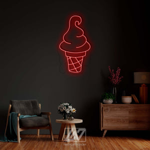 Ice Cream - LED Neon Sign, Animated Neon Sign, Ice Cream Neon Sign, Ice Cream Cone Neon Sign, Neon Sign for Ice Cream Shop