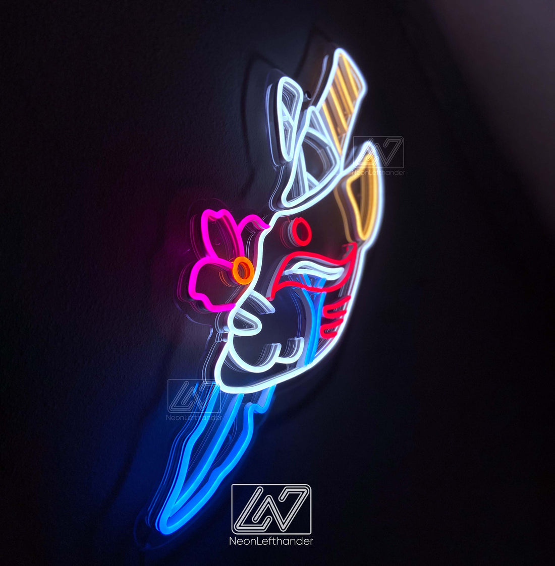 Kitsunemask - LED Neon Sign, Demon Neon Sign, Anime Wall Art, Led Neon Lights, Gamer Sign, Anime Wall Decor, Bedroom Decor, Slayer Sign