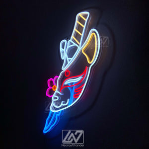 Kitsunemask - LED Neon Sign, Demon Neon Sign, Anime Wall Art, Led Neon Lights, Gamer Sign, Anime Wall Decor, Bedroom Decor, Slayer Sign