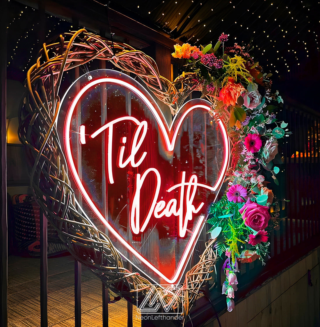 Til Death in Heart - LED Neon Sign, Wedding Neon Sign, Neon Sign for Wedding, Wedding Ceremony, Neon sign wall decor