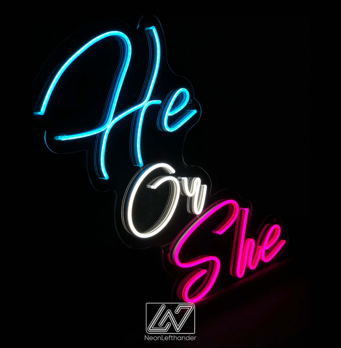 He or She - LED Neon Sign, Gender Party, Gender Reveal Party Neon Sign, Birthday Backdrop Sign, Event Decor, Backdrop Decorations