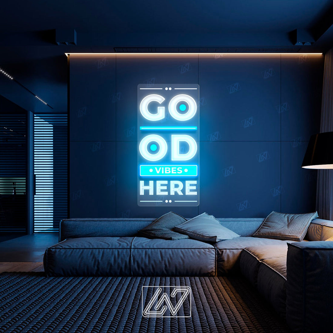 Good Vibes Here - LED Neon Sing with UV Print, Inspiration Neon Sign, Neon Sign Bedroom, Motivation Quote Led Sign