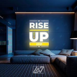 Rise Up and Overcome - LED Neon Sing with UV Print, Inspiration Neon Sign, Neon Sign Bedroom, Motivation Quote Led Sign