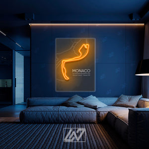 Circuit de Monaco - LED Neon Sign , Sport Interior Decor, Open-Wheel Car Neon Lights, Car Bedroom Neon Sign, Grand Prix circuit