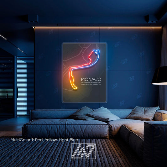 Circuit de Monaco - LED Neon Sign , Sport Interior Decor, Open-Wheel Car Neon Lights, Car Bedroom Neon Sign, Grand Prix circuit