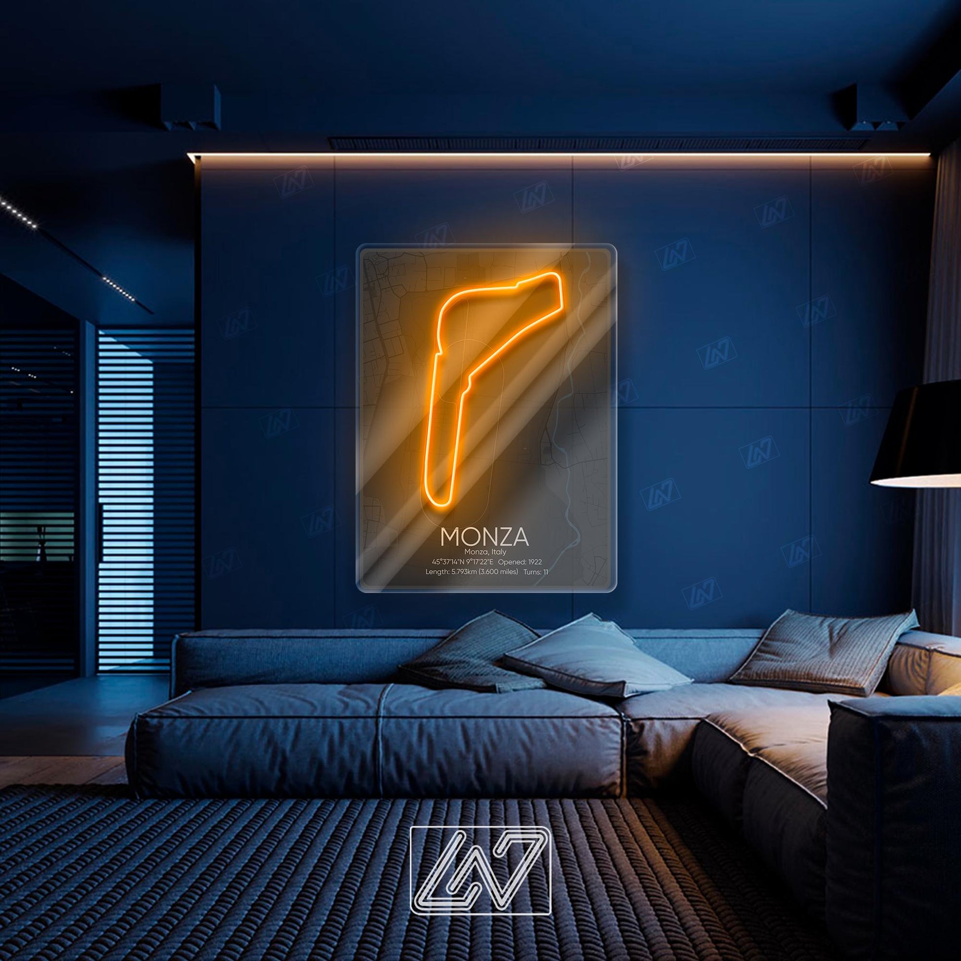 Monza Circuit - LED Neon Sign , Sport Interior Decor, Open-Wheel Car Neon Lights, Car Bedroom Neon Sign, Grand Prix circuit