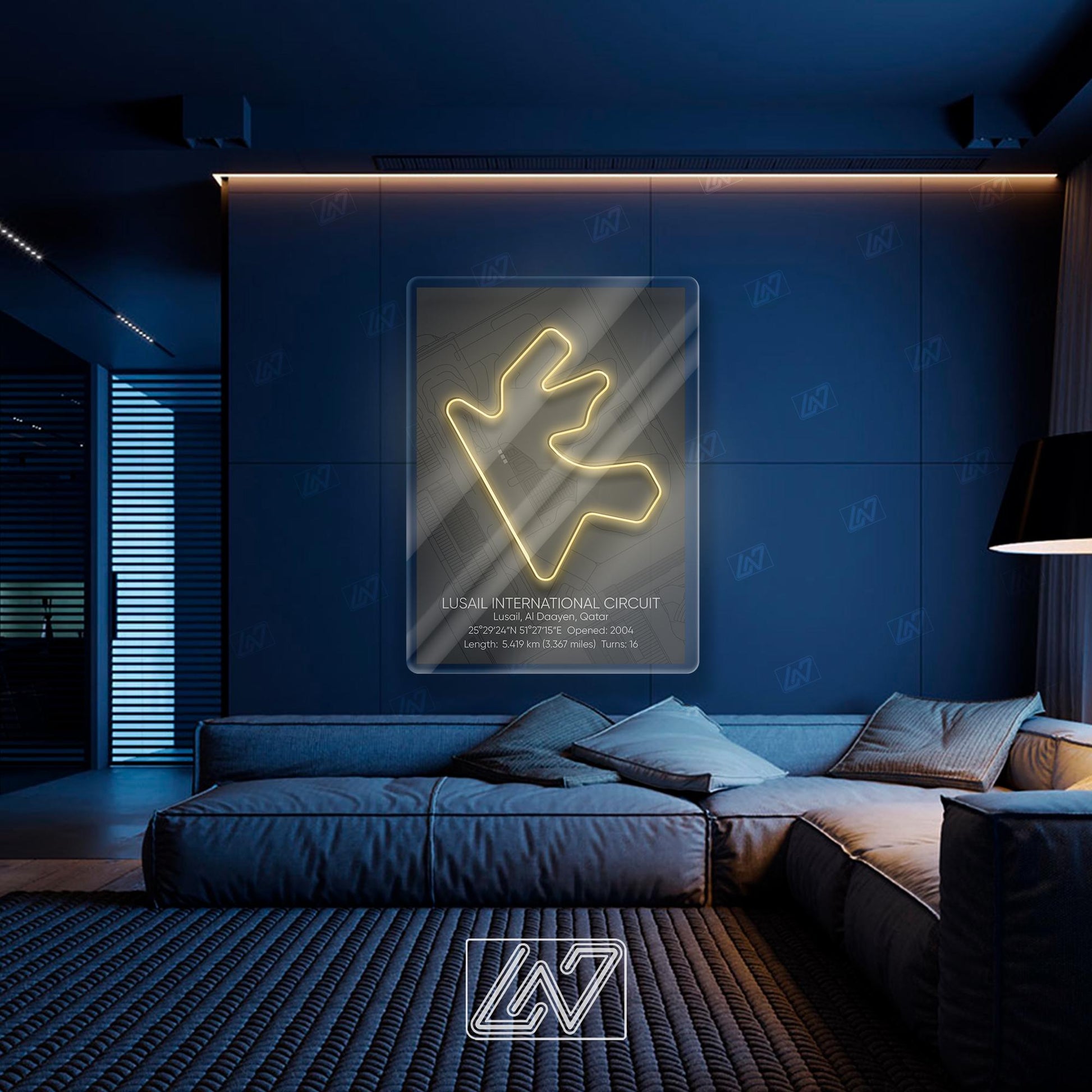 Lusail International Circuit - LED Neon Sign , Sport Interior Decor, Open-Wheel Car Neon Lights, Car Bedroom Neon Sign, Grand Prix circuit