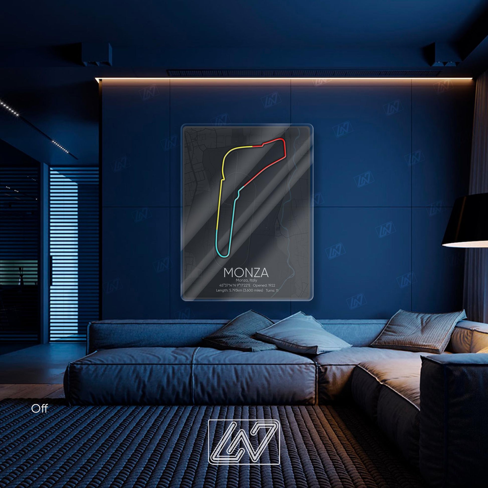 Monza Circuit - LED Neon Sign , Sport Interior Decor, Open-Wheel Car Neon Lights, Car Bedroom Neon Sign, Grand Prix circuit